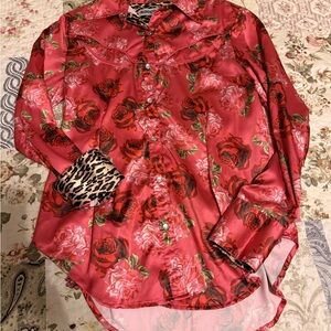 Rodeo Quincy Pink Rose Floral Button Down Shirt